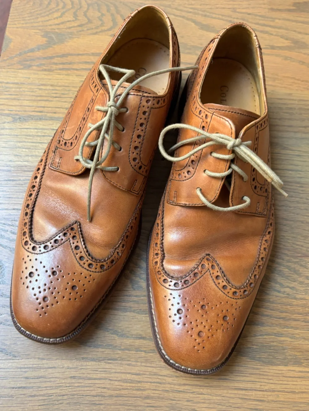 Cole Haan Size 9 British Tan Leather Wingtip Oxford Brogues